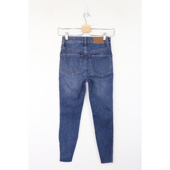 Madewell 10" High-Rise Skinny Jeans Raw Cut Hem Stretch Denim Mid Wash Blue 23 - Picture 9 of 10